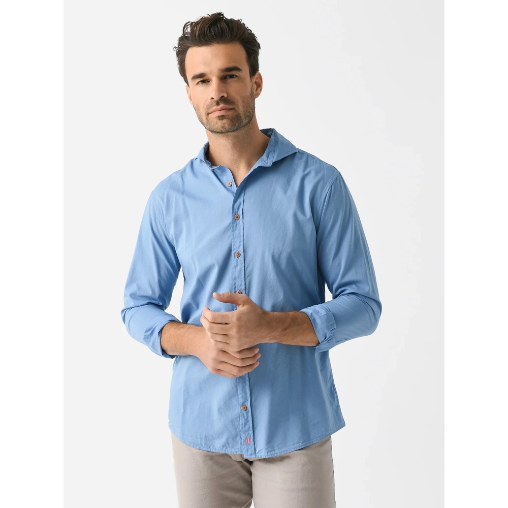 Johnnie O Mens Albin Top Shelf Button-Down Shirt Laguna Blue Embroidery Cutaway